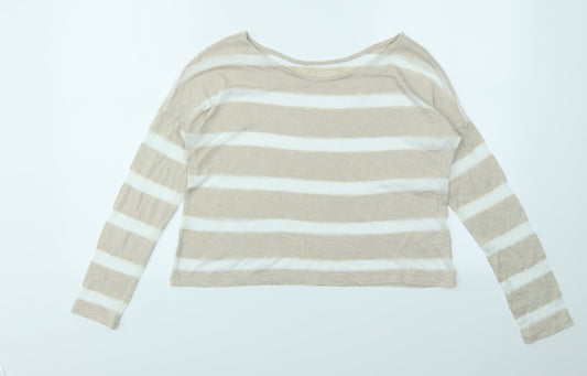 Marks & Spencer Womens Multicoloured Striped Basic T-Shirt Size 10