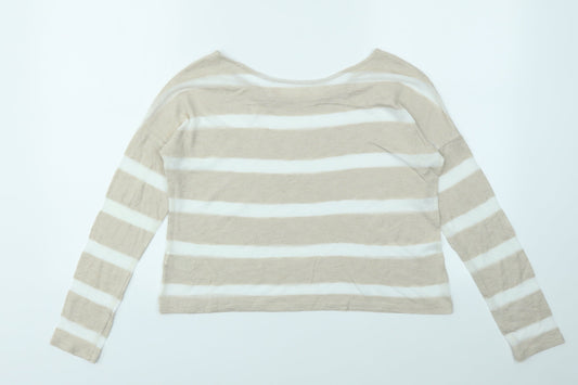 M&S Womens Multicoloured Striped Basic T-Shirt Size 10