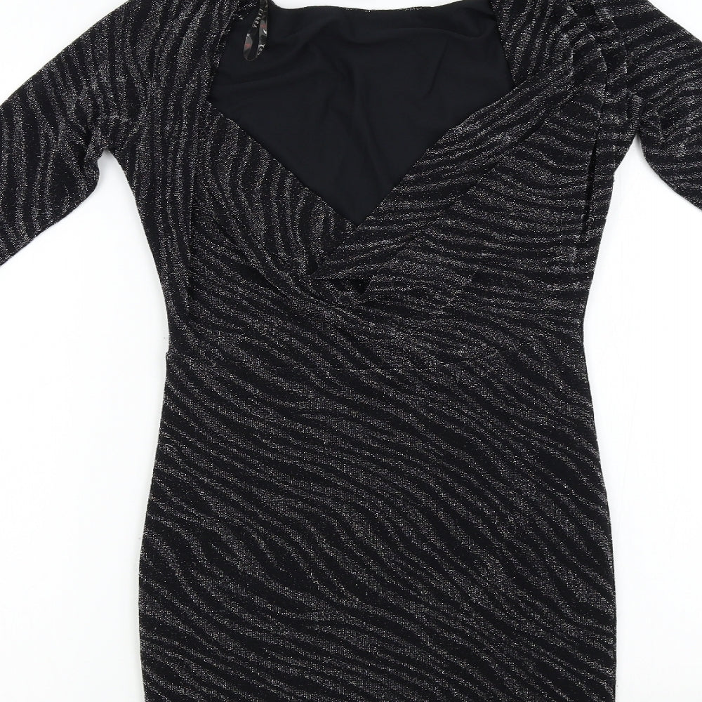 Lipsy Womens Black Knit Bodycon Size S