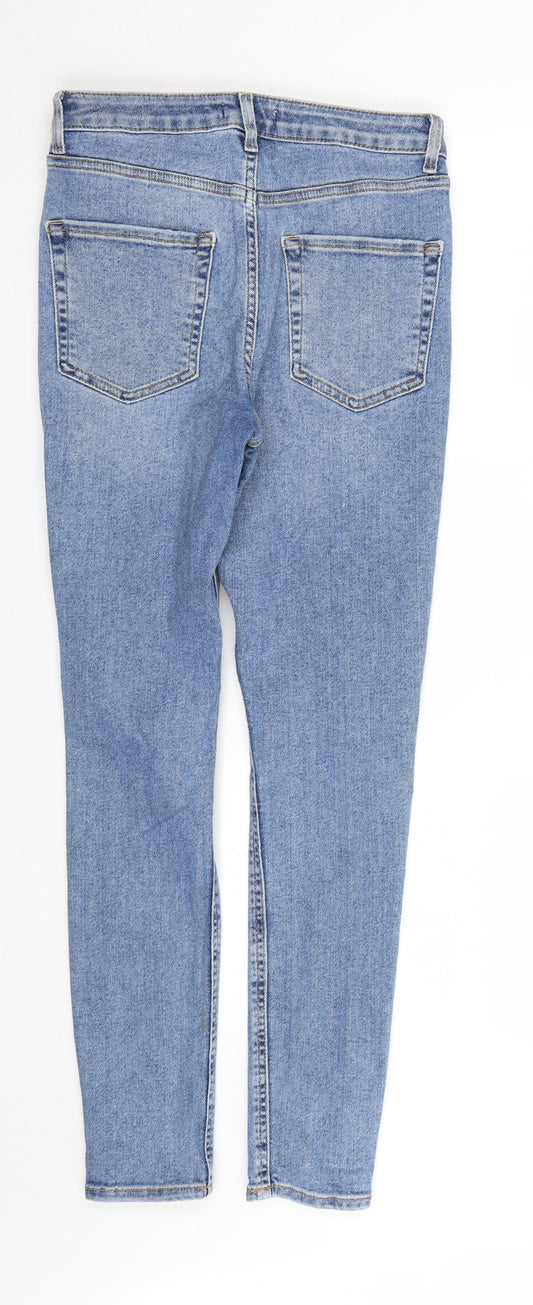 Back view of FOREVER 21 women’s blue denim skinny jeans, size UK 27, 27-inch leg