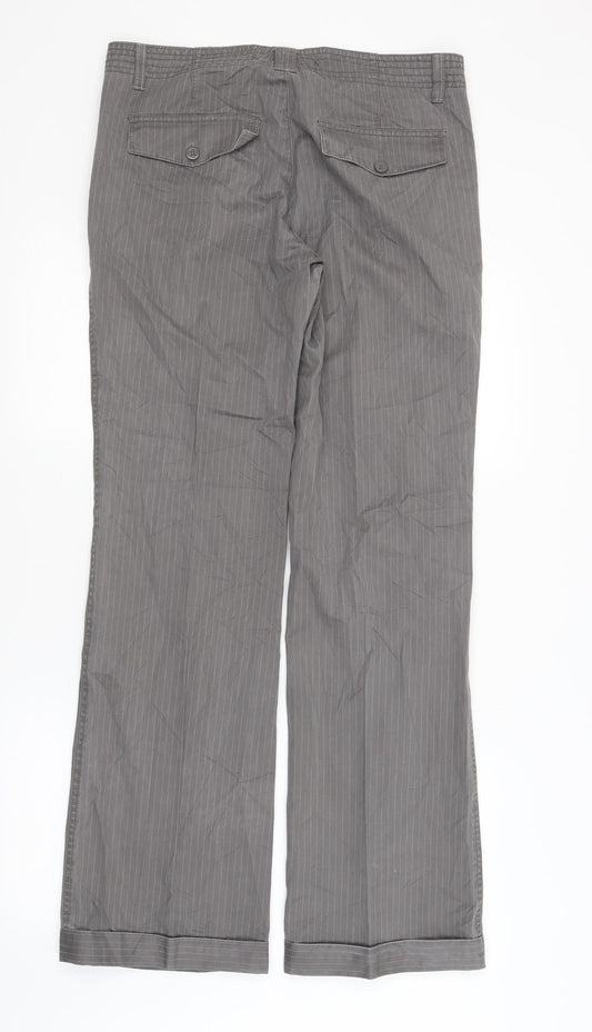 Carry Womens Grey Striped Trousers Size L L32 in