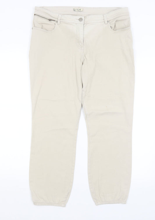 Womens UK Size 14 M&Co Regular Fit Mom Beige Jeans