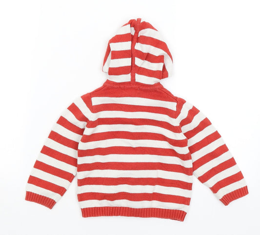 DP Girls Red Striped Full Zip Hoodie Size 2 Years