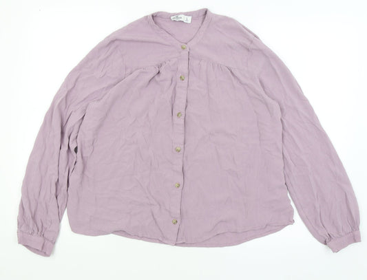 Womens UK Size L Hollister Purple Basic Button-Up