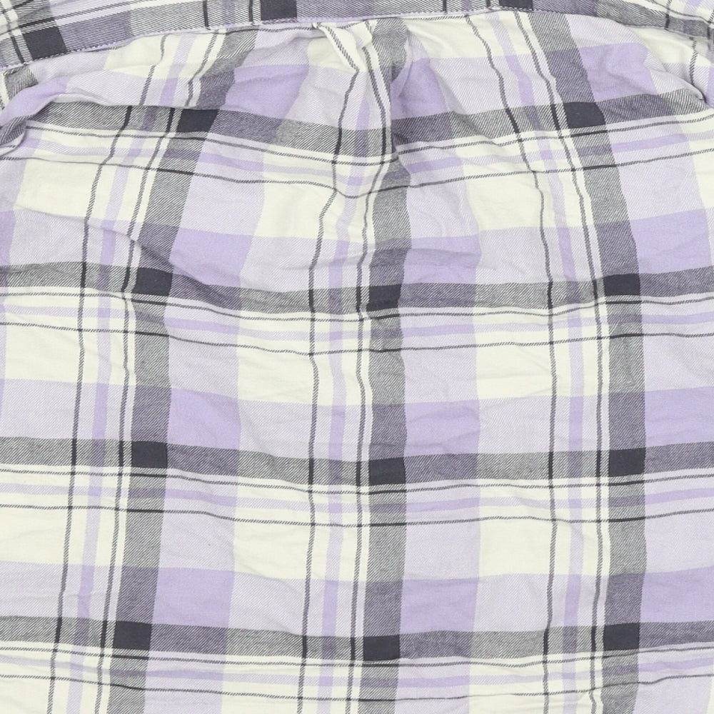 Uniqlo Womens Purple Plaid Basic Button-Up Size 2XS