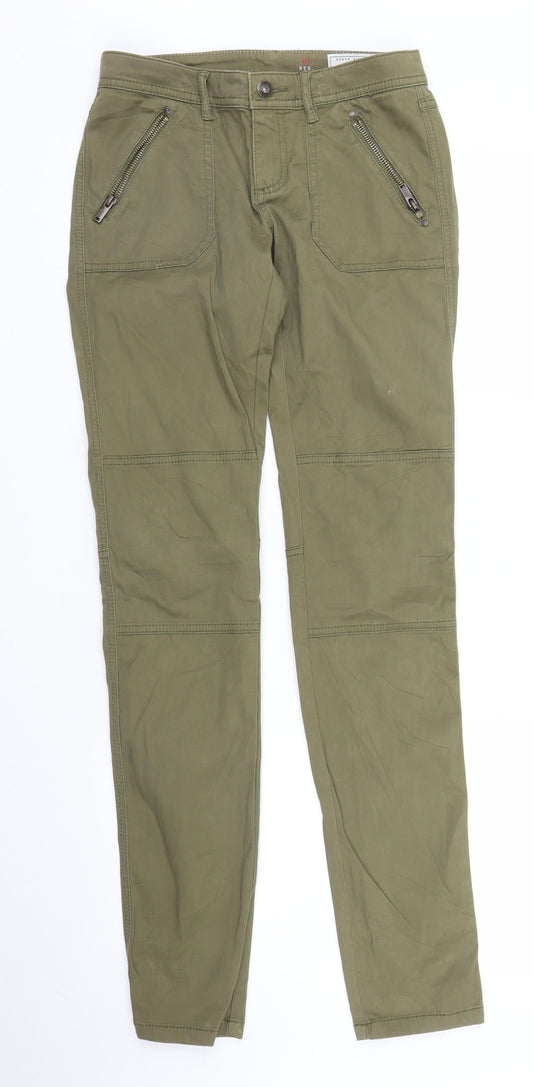 Additional front view of EDC women’s green carrot trousers, size UK 26, in, 31-inch leg