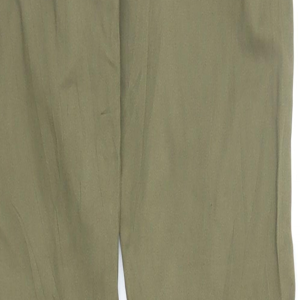 Brand and care label for EDC women’s green carrot trousers, size UK 26, in, 31-inch leg