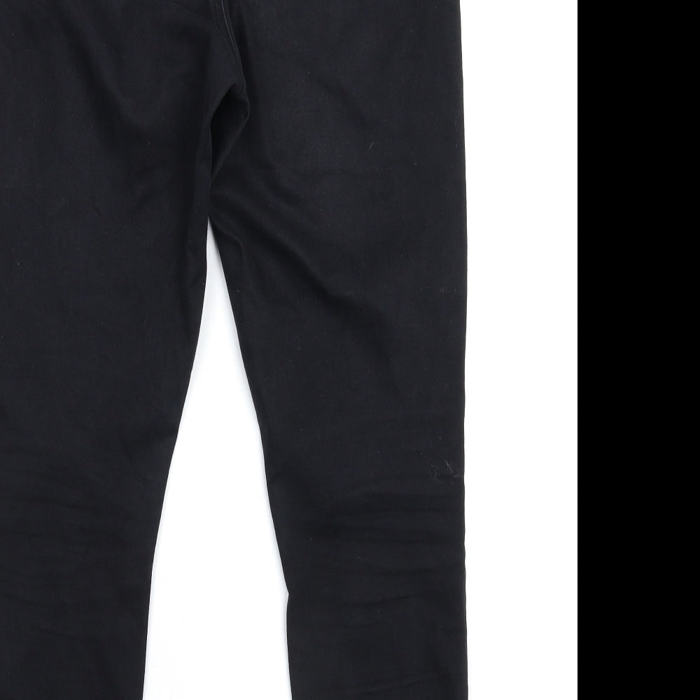 Brand and care label for Denim & Co. women’s black denim skinny jeans, size UK 16, 28-inch leg