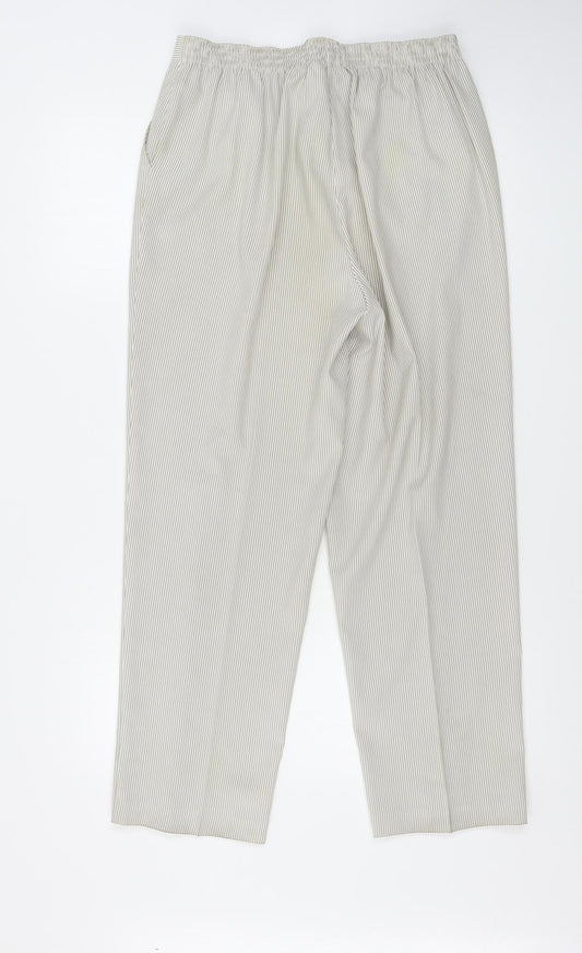 bm collection Womens Beige Striped Trousers Size 12 L27 in
