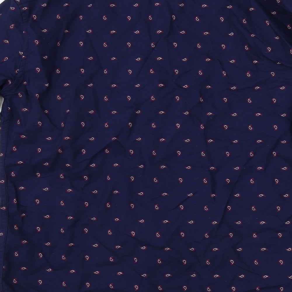 Mens UK Size S Marks and Spencer Blue Button-Up Long Sleeve Casual Shirt