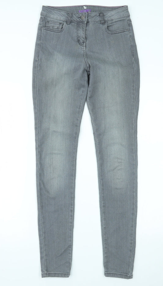 Tu Womens Grey Denim Skinny Jeans Size 8 L30 in