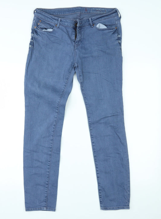 Additional front view of EDC women’s blue denim skinny jeans, size UK 29, in, 30-inch leg