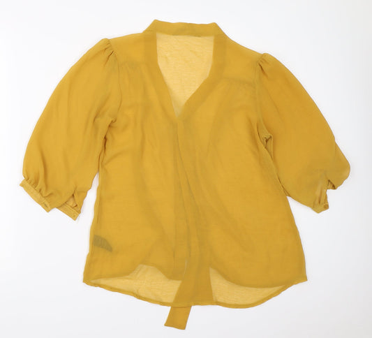 F&F Womens Yellow Basic Button-Up Size 8