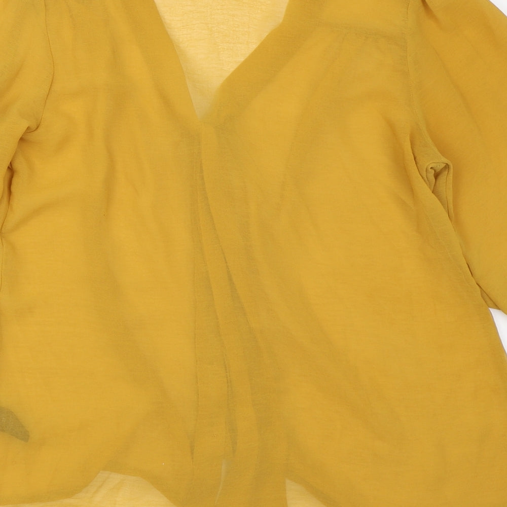 F&F Womens Yellow Basic Button-Up Size 8