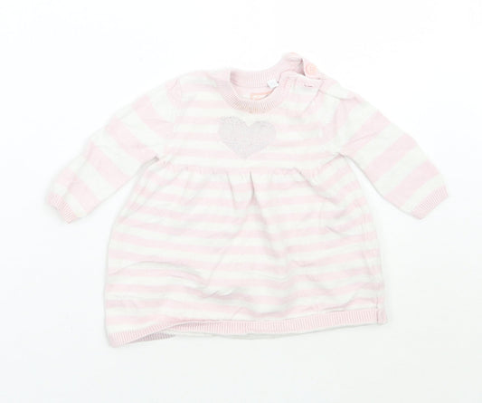 Debenhams Girls Pink Striped A-Line Size 0-3 Months