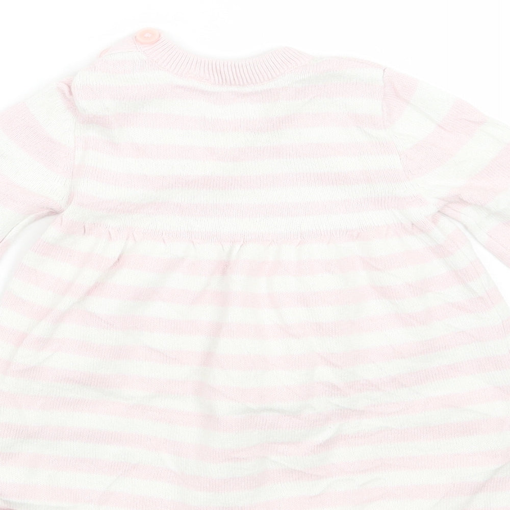 Brand and care label for Debenhams girls’ pink striped a-line, size 0-3, months