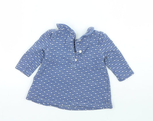 NEXT Girls Blue Polka Dot Basic T-Shirt Size 3-6 Months