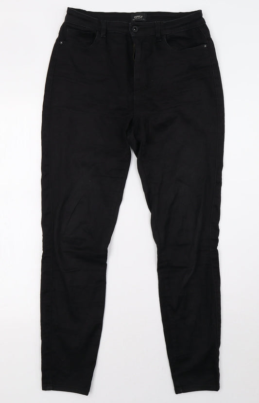 Additional front view of Only women’s black denim skinny jeans, size L, 30-inch leg