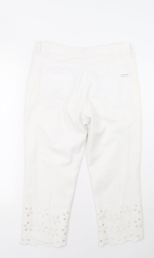 Womens UK Size 12 Kaleidoscope Regular Fit Straight White Jeans