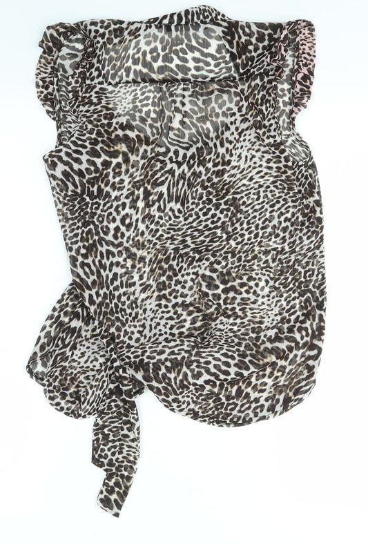 Primark Womens Brown Animal Print Basic Blouse Size 8