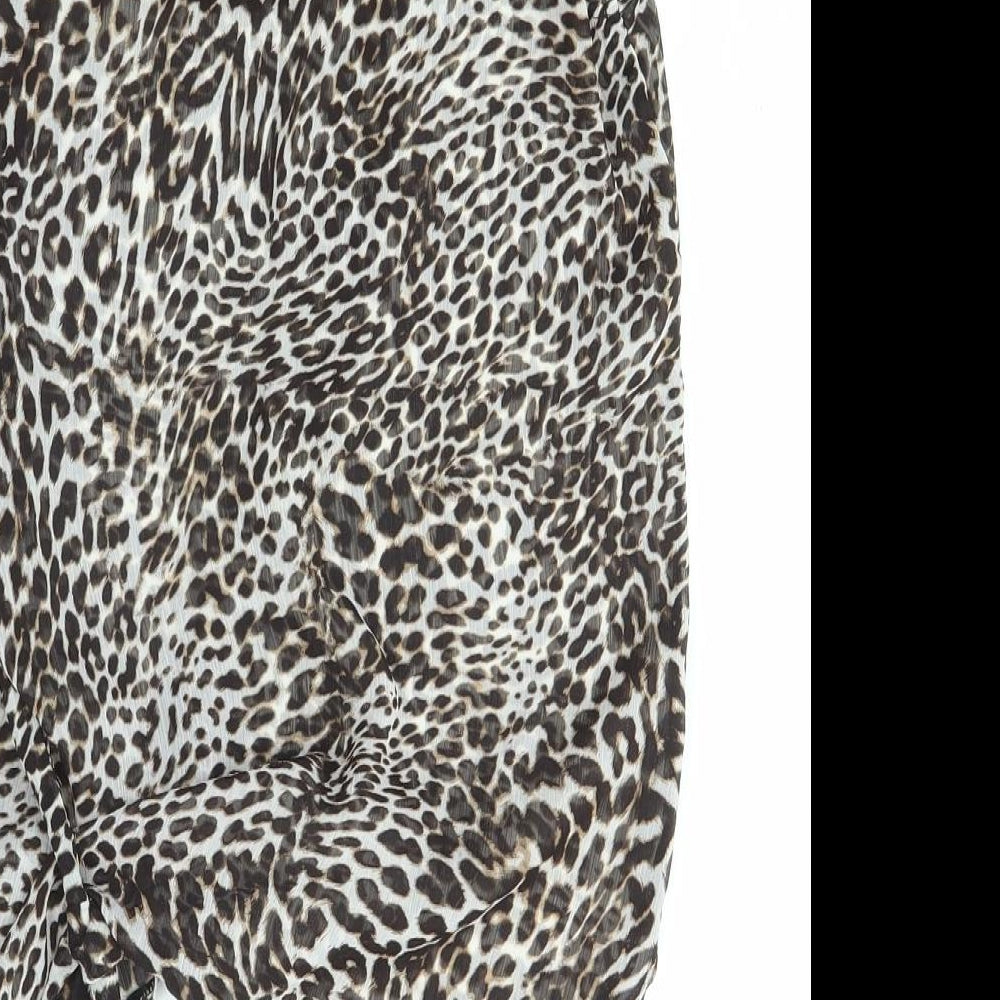 Primark Womens Brown Animal Print Basic Blouse Size 8