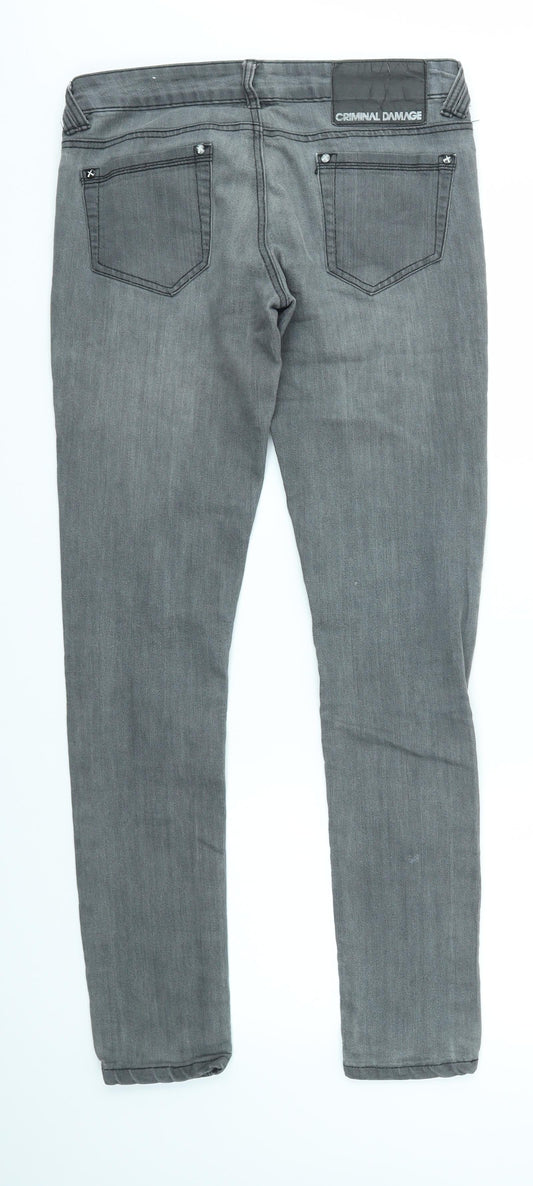 Criminal Damage Womens Grey Skinny Jeans Size 30 in L29 in