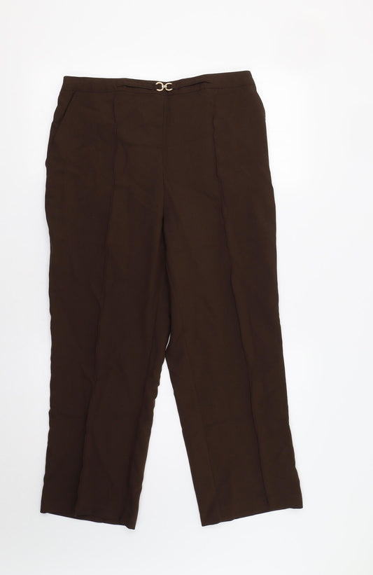 Womens UK Size 16 Damart Regular Fit Brown Trousers
