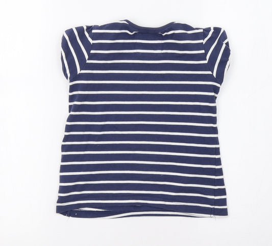 RTu Girls Blue Striped Basic T-Shirt Size 6 Years