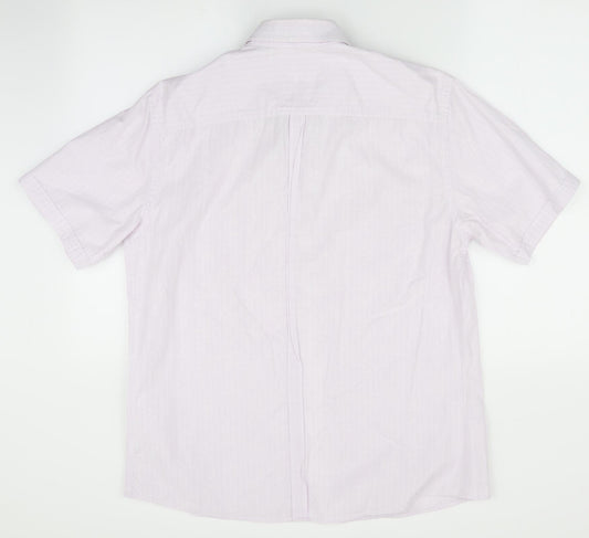 Mens UK Size M NEXT Pink Button-Up Short Sleeve Casual Shirt