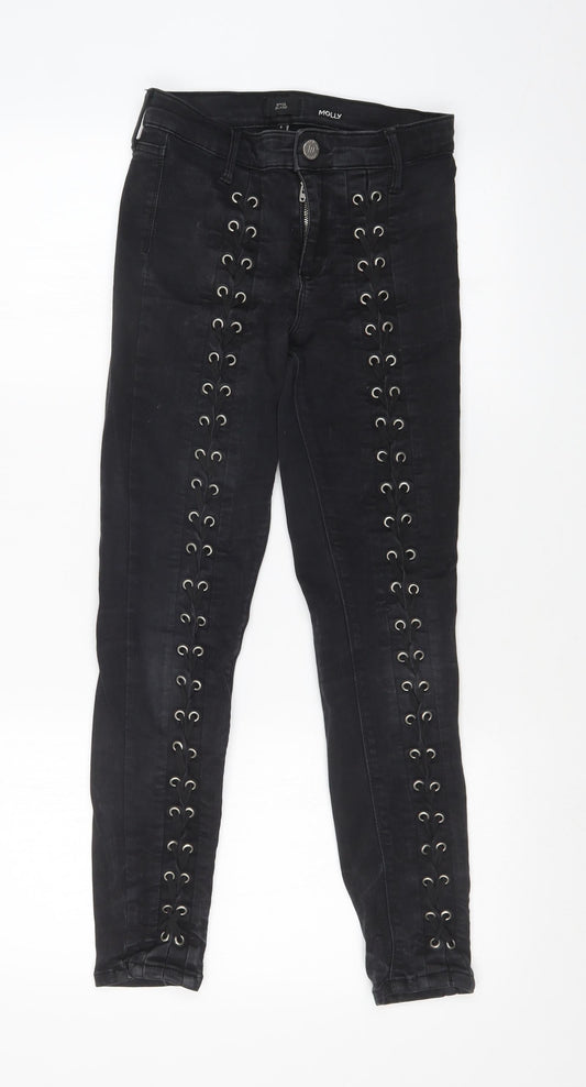 Womens UK Size 8 River Island Regular Fit Skinny Black Jeans