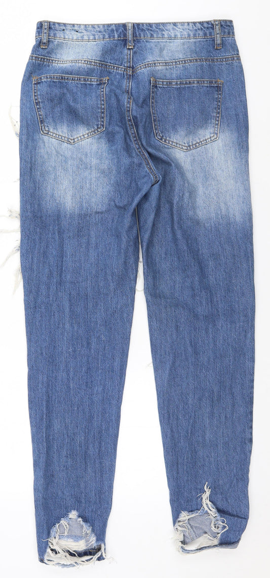 Missguided Womens Blue Straight Jeans Size 10 L28 in