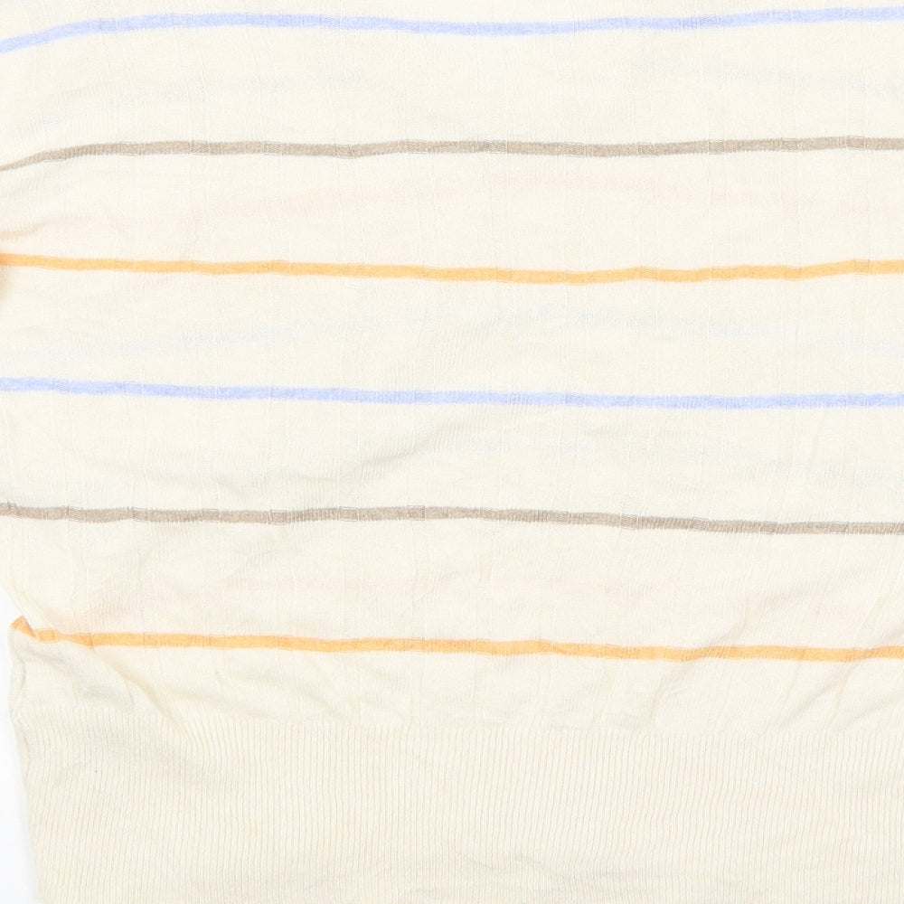 M&S Mens Beige Striped Pullover Jumper Size S