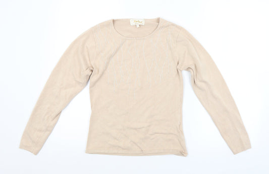 Womens UK Size S FRANK SAUL Beige Pullover Jumper