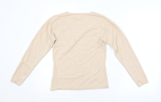 FRANK SAUL Womens Beige Pullover Jumper Size S