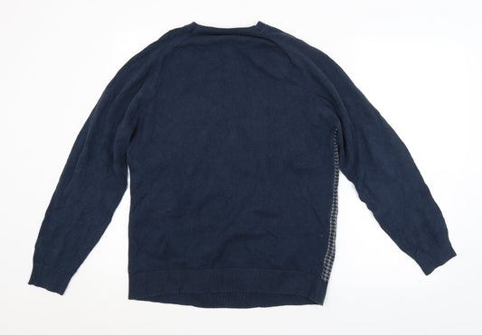 NEXT Mens Blue Check Pullover Jumper Size L