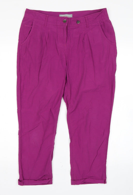 Dorothy Perkins Womens Purple Cropped Trousers Size 10 L23 in
