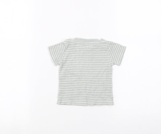 Earlydays Baby Grey Striped Basic T-Shirt Size 6-9 Months