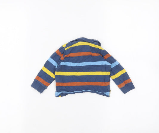 M&Co Baby Blue Striped Basic Polo Size 3-6 Months