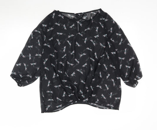 Womens UK Size 10 NEXT Black Basic Blouse