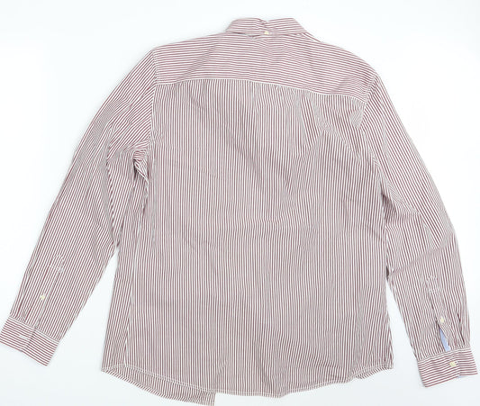 Mens UK Size L NEXT Red Button-Up Long Sleeve Casual Shirt