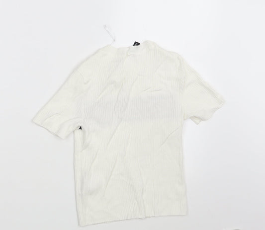 H&M Womens White Striped Pullover Jumper Size S
