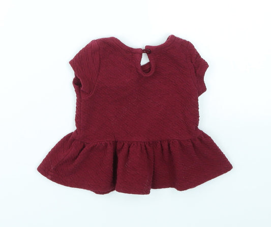 Young Dimension Girls Red Basic T-Shirt Size 3-6 Months
