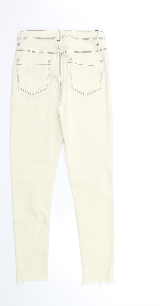 Womens UK Size 8 Boohoo Regular Fit Skinny Beige Jeans