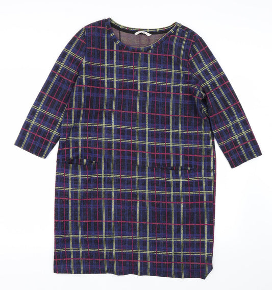 Tu Womens Blue Check T-Shirt Dress Size 14
