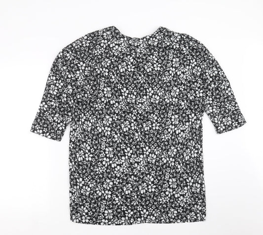 F&F Womens Black Floral Knit Pullover Jumper Size 14