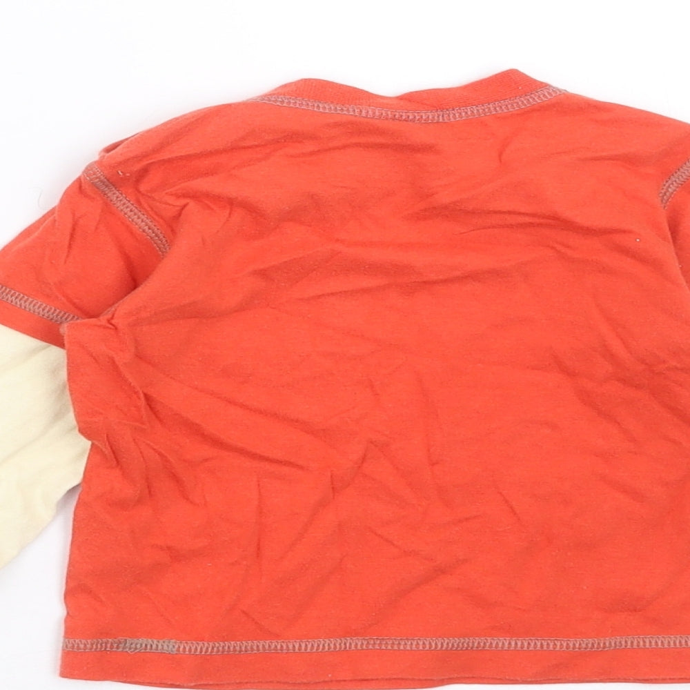 Brand and care label for Mini Club Baby Orange Basic T-Shirt, size 9-12, Months - Super Star