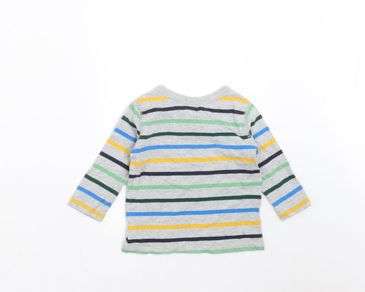 Gap Boys Grey Striped Basic T-Shirt Size 6-9 Months