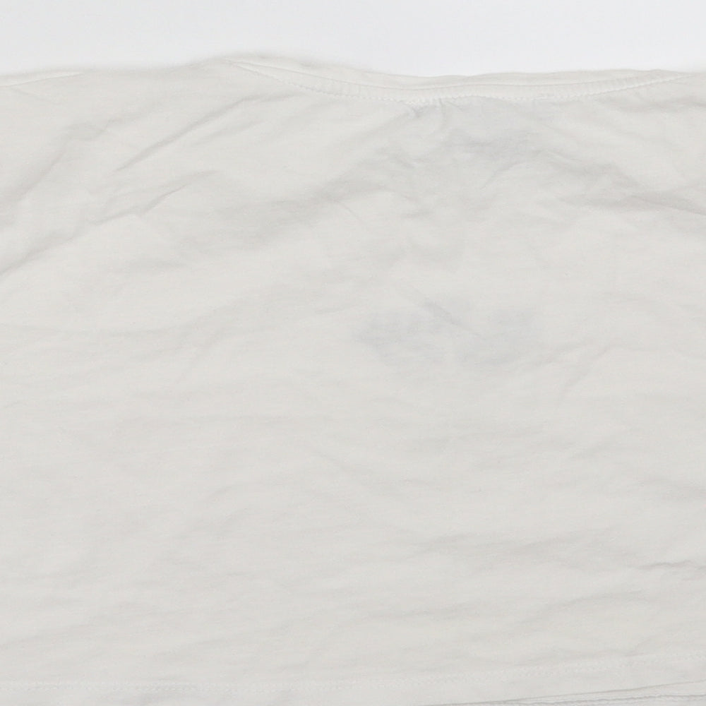 Primark Womens White Cropped T-Shirt Size S - no angel