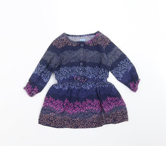 Gap Girls Blue Geometric Shirt Dress Size 12-18 Months