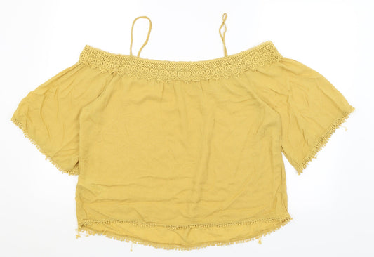 Womens UK Size 14 New Look Yellow Basic Blouse